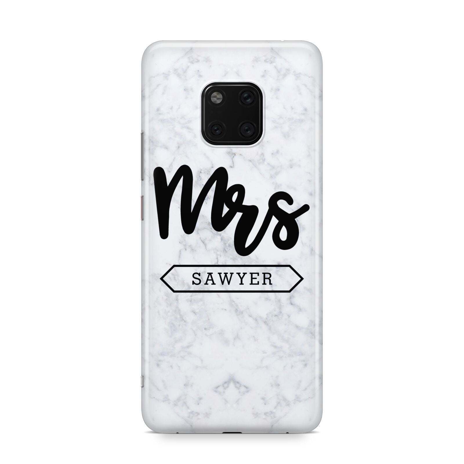 Personalised Black Mrs Surname On Marble Huawei Mate 20 Pro Phone Case
