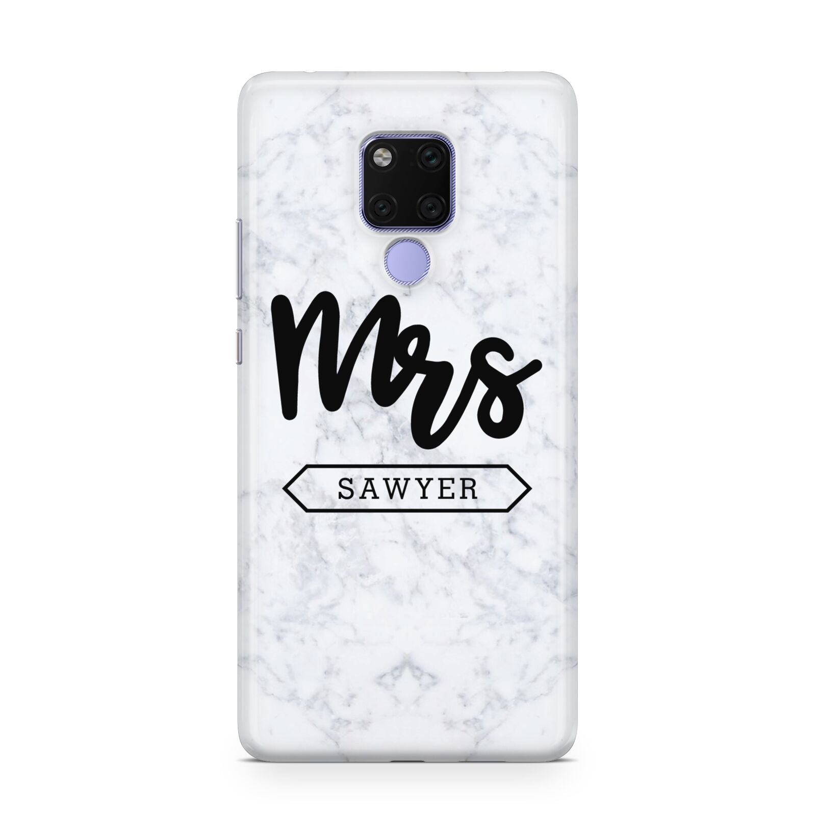 Personalised Black Mrs Surname On Marble Huawei Mate 20X Phone Case