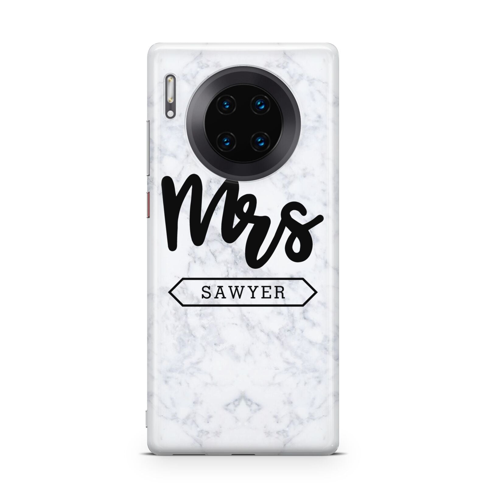 Personalised Black Mrs Surname On Marble Huawei Mate 30 Pro Phone Case