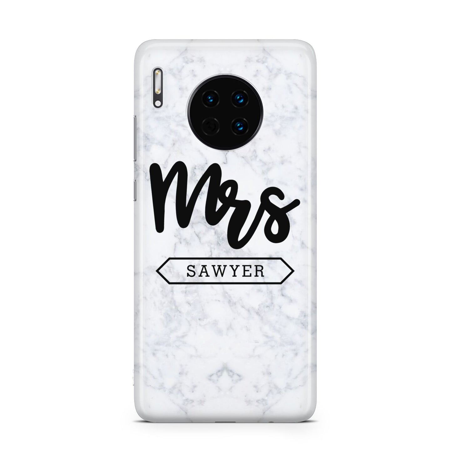 Personalised Black Mrs Surname On Marble Huawei Mate 30