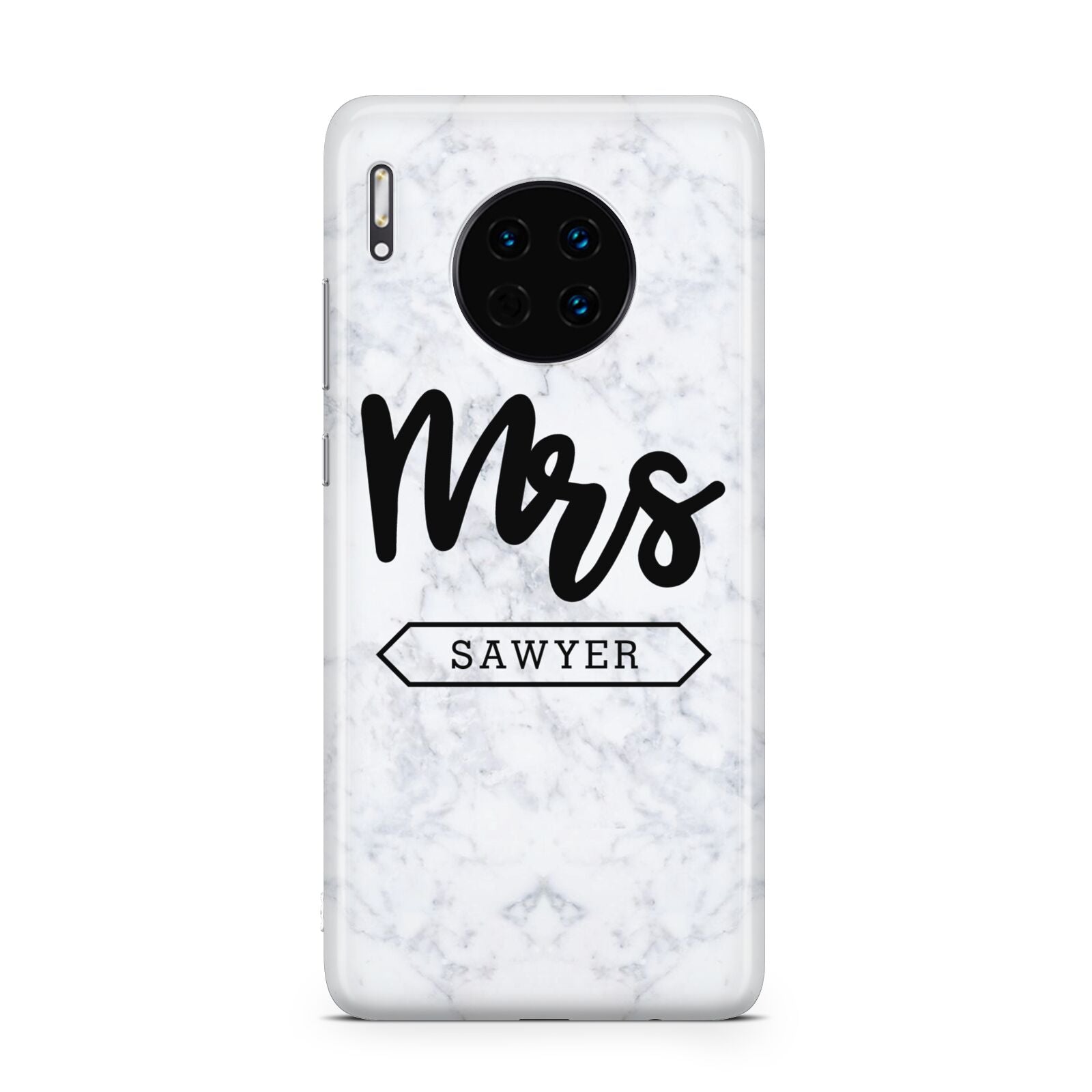 Personalised Black Mrs Surname On Marble Huawei Mate 30