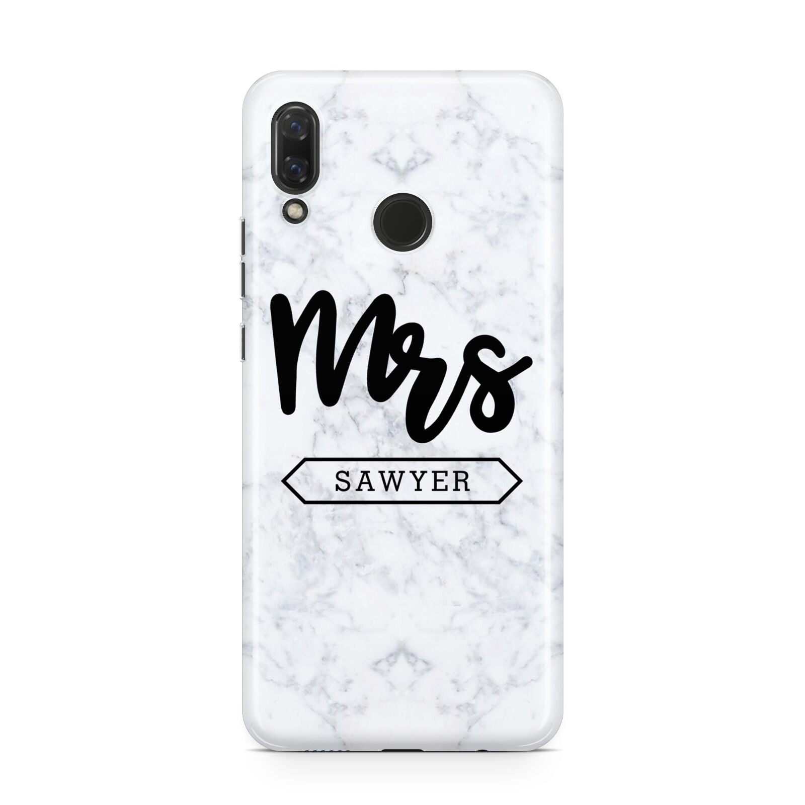 Personalised Black Mrs Surname On Marble Huawei Nova 3 Phone Case