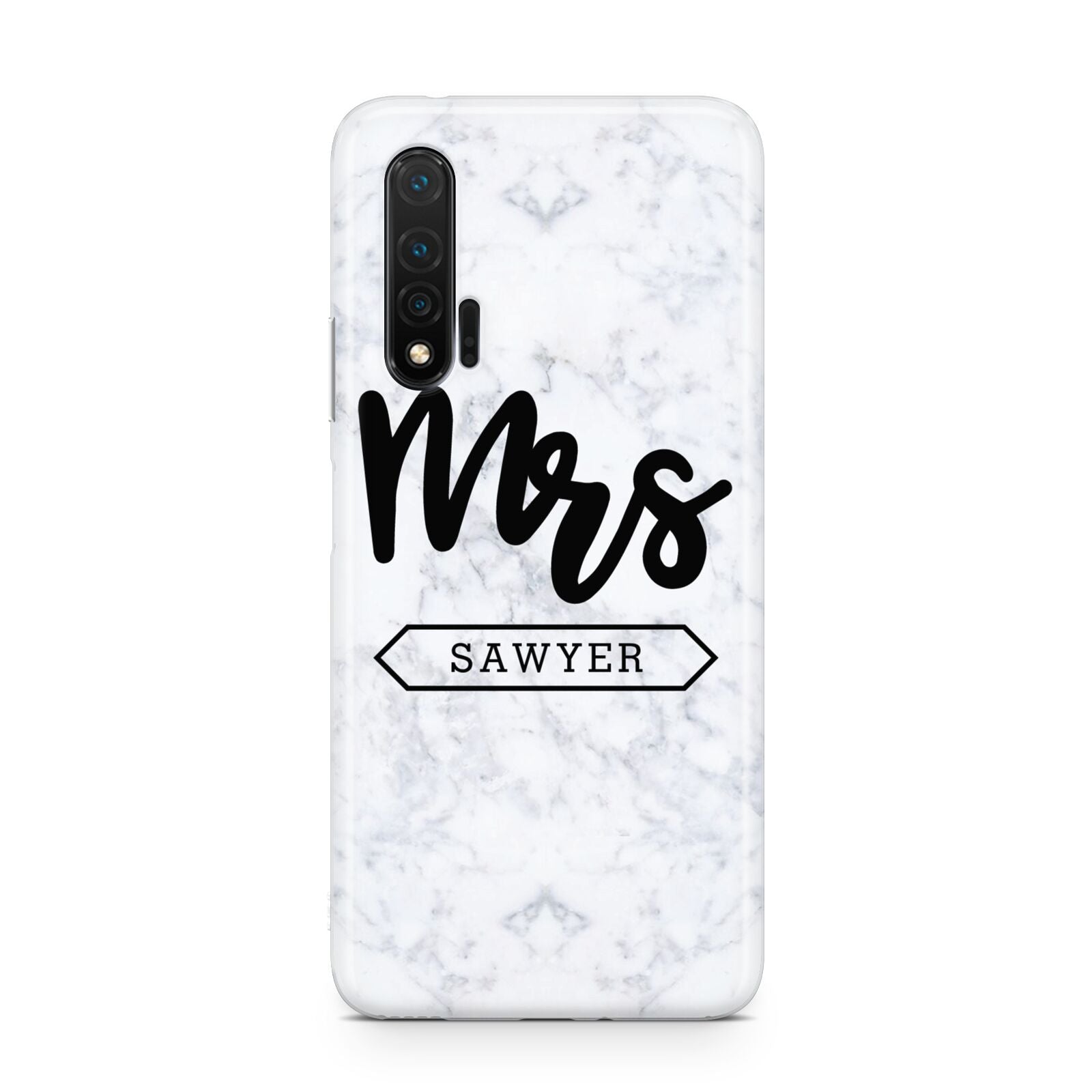 Personalised Black Mrs Surname On Marble Huawei Nova 6 Phone Case