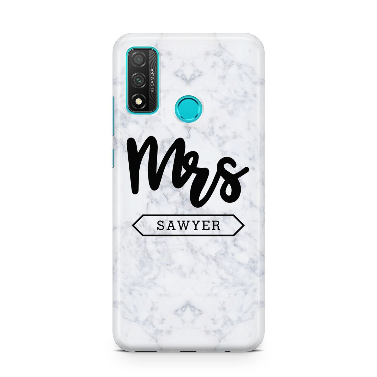 Personalised Black Mrs Surname On Marble Huawei P Smart 2020