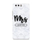 Personalised Black Mrs Surname On Marble Huawei P10 Phone Case