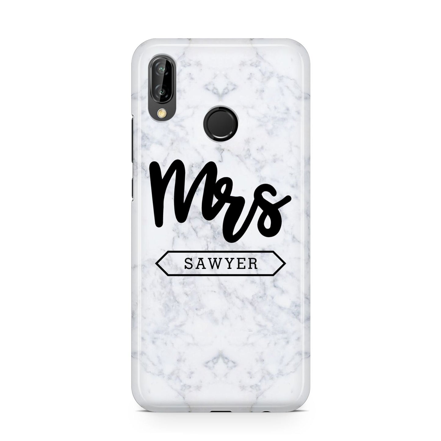 Personalised Black Mrs Surname On Marble Huawei P20 Lite Phone Case