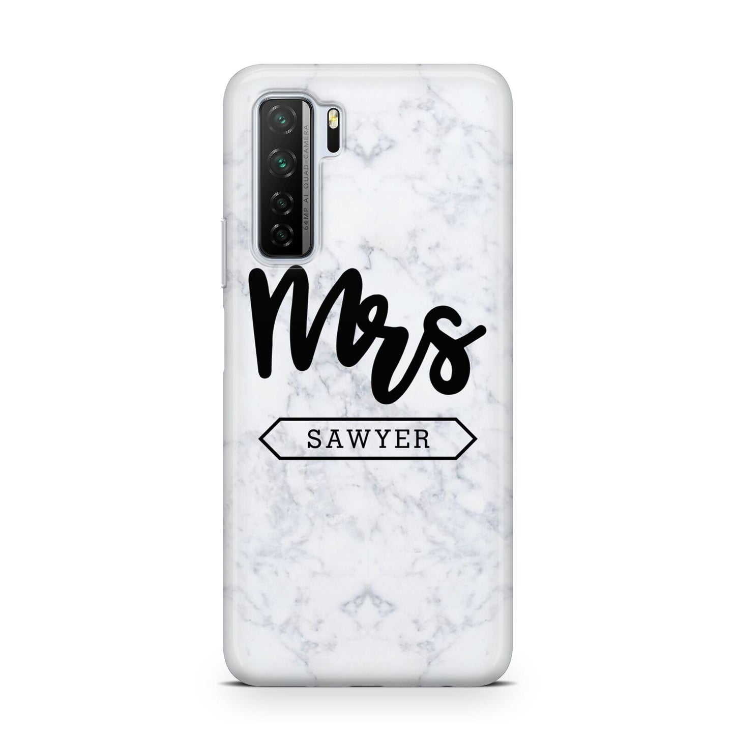 Personalised Black Mrs Surname On Marble Huawei P40 Lite 5G Phone Case