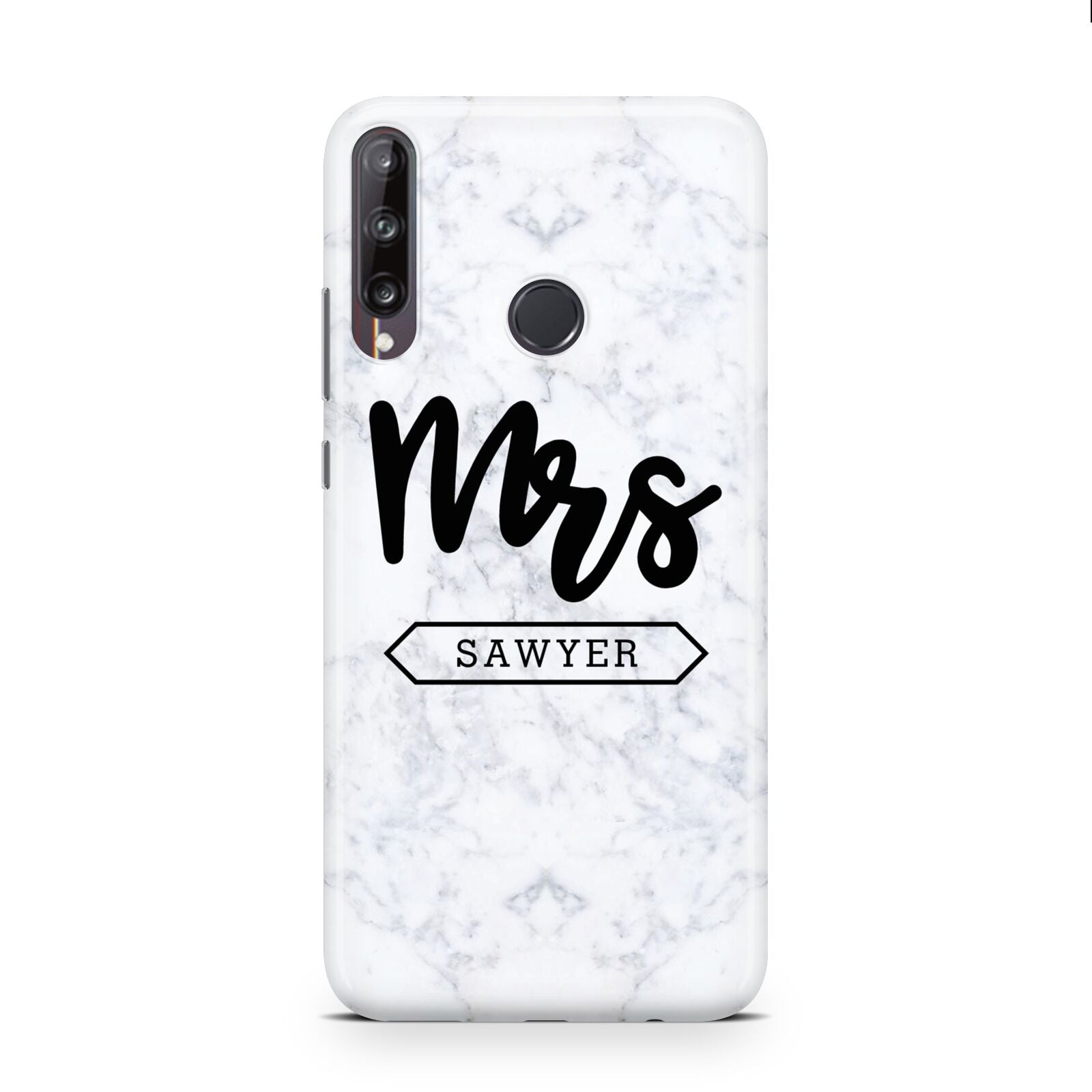 Personalised Black Mrs Surname On Marble Huawei P40 Lite E Phone Case