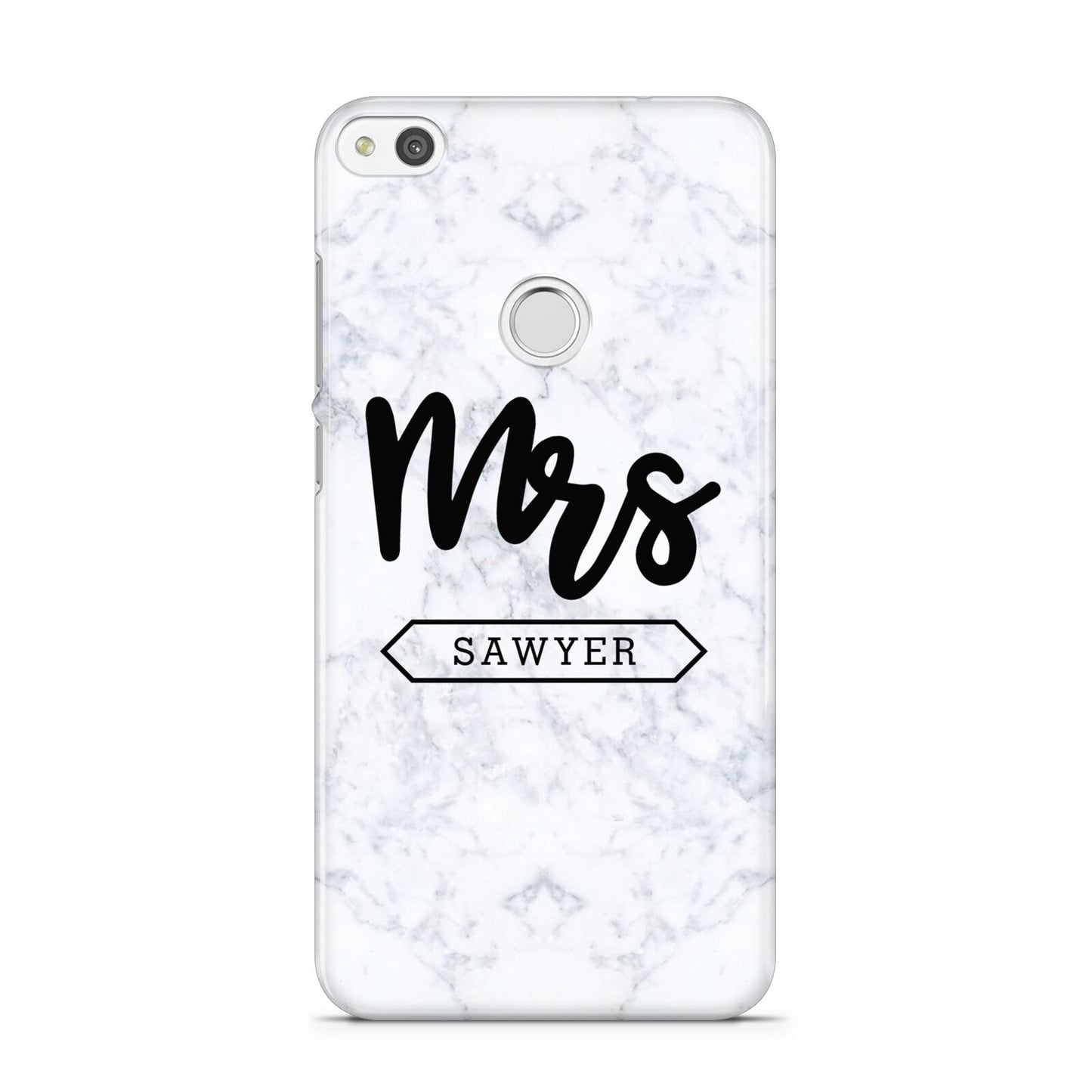 Personalised Black Mrs Surname On Marble Huawei P8 Lite Case