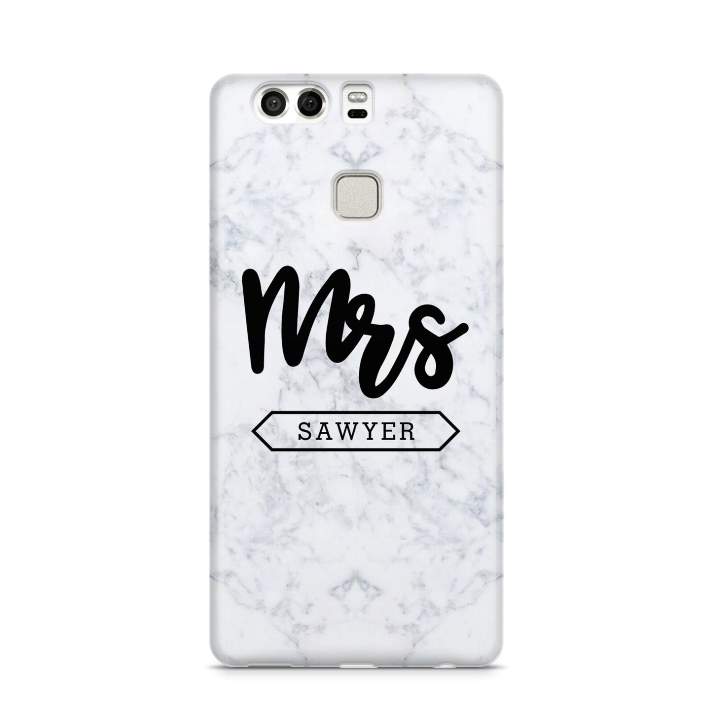 Personalised Black Mrs Surname On Marble Huawei P9 Case