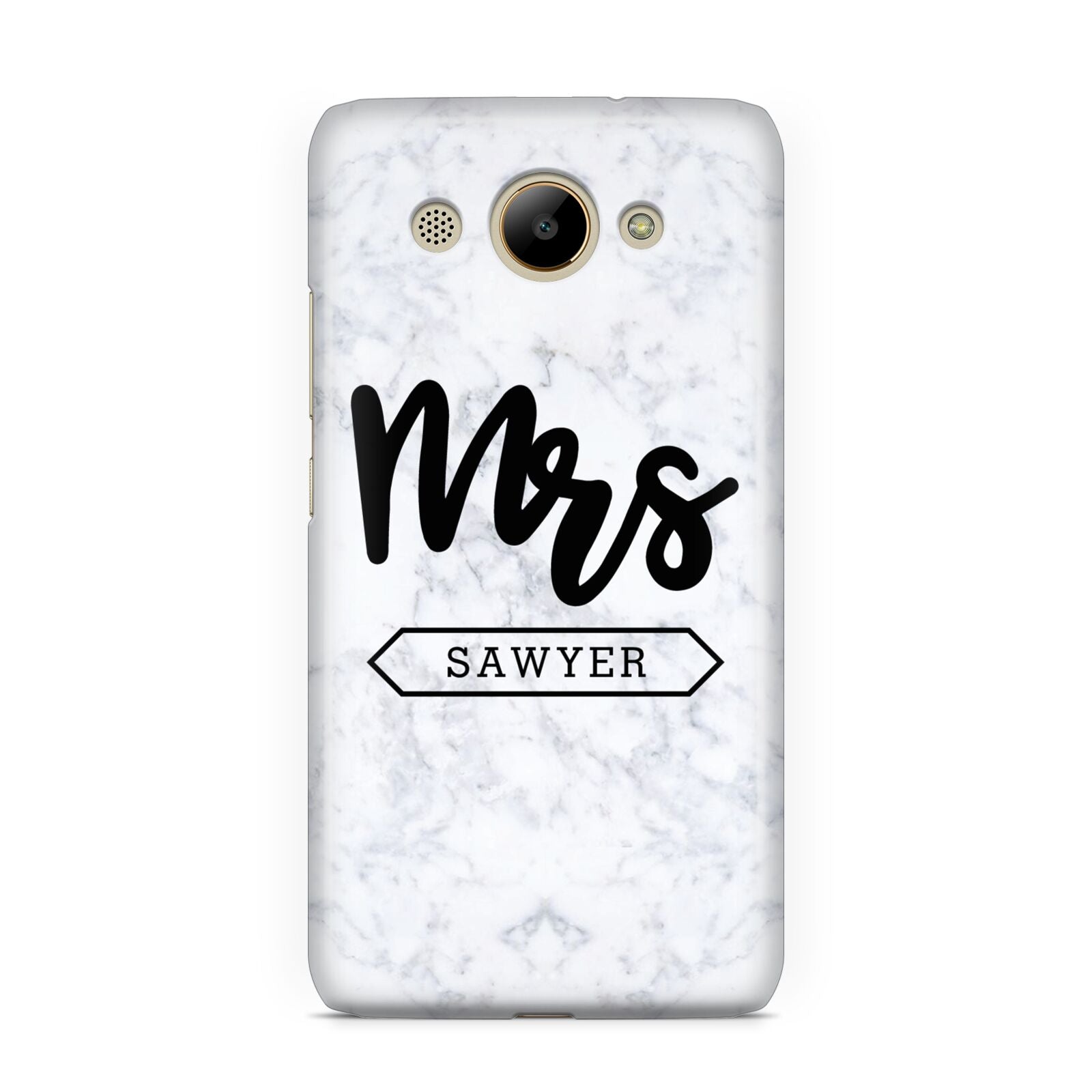 Personalised Black Mrs Surname On Marble Huawei Y3 2017