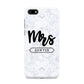 Personalised Black Mrs Surname On Marble Huawei Y5 Prime 2018 Phone Case