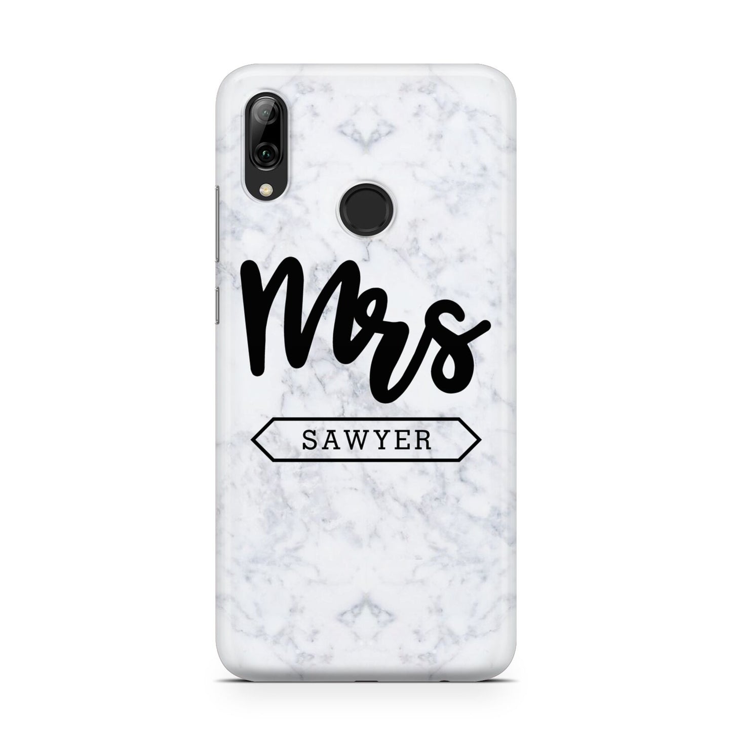 Personalised Black Mrs Surname On Marble Huawei Y7 2019