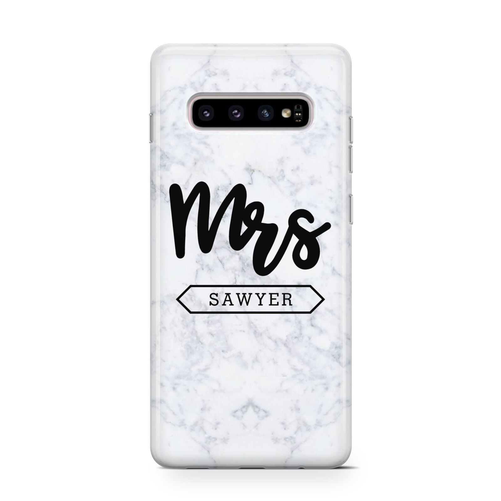 Personalised Black Mrs Surname On Marble Protective Samsung Galaxy Case