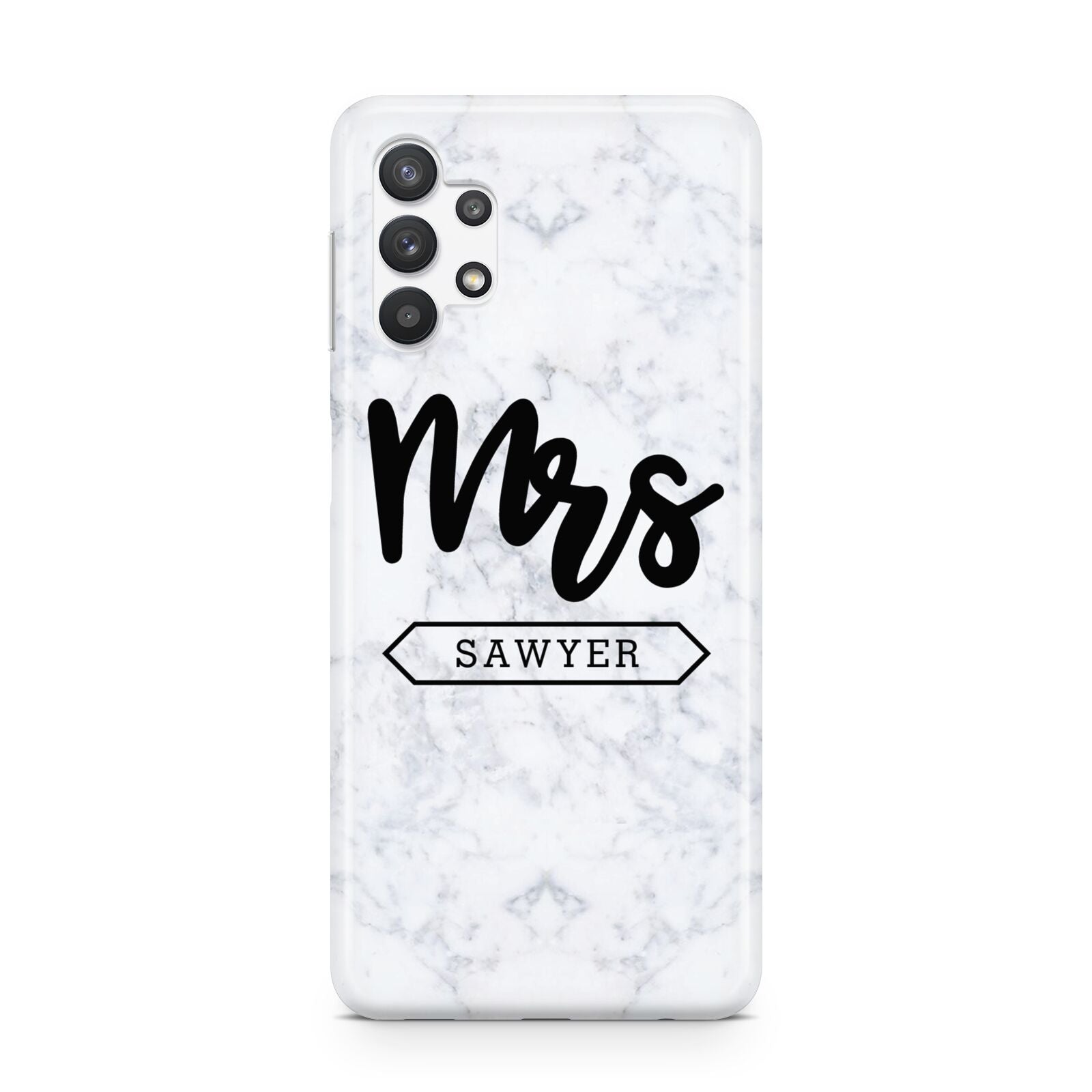 Personalised Black Mrs Surname On Marble Samsung A32 5G Case