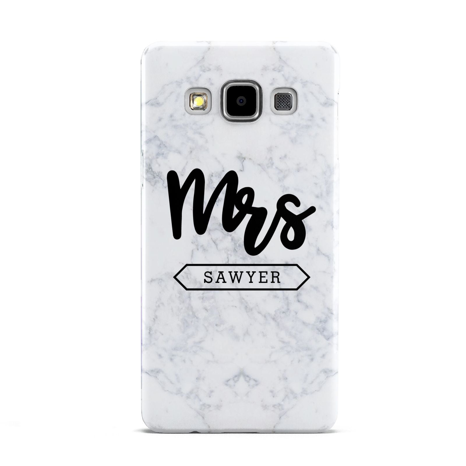 Personalised Black Mrs Surname On Marble Samsung Galaxy A5 Case