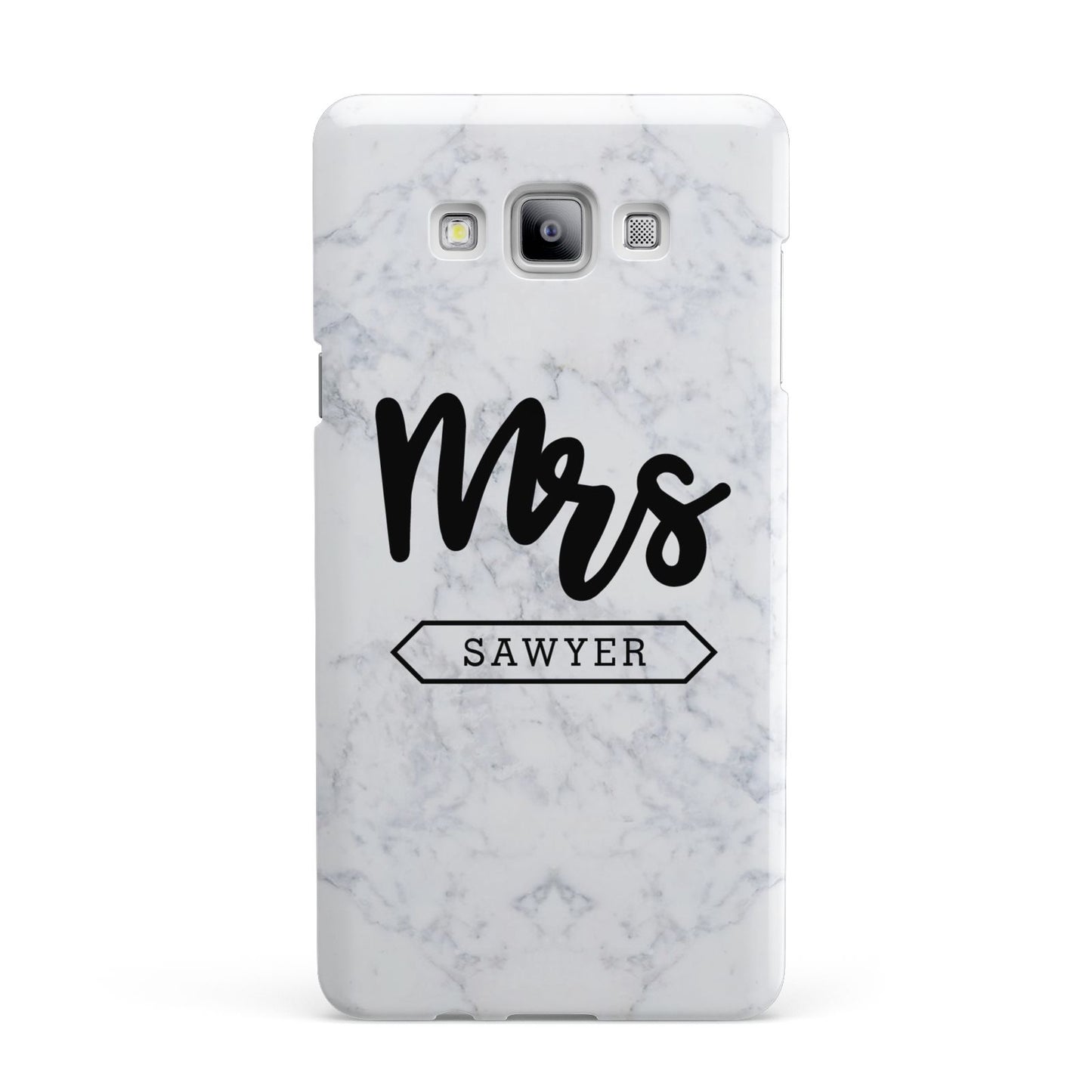 Personalised Black Mrs Surname On Marble Samsung Galaxy A7 2015 Case