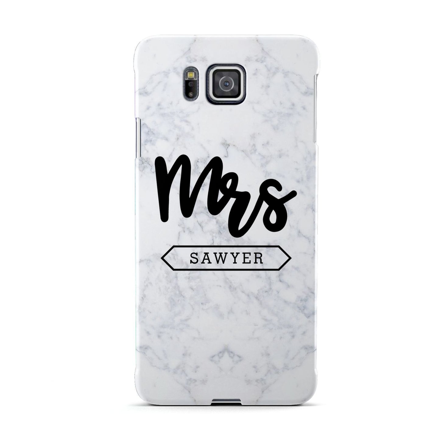 Personalised Black Mrs Surname On Marble Samsung Galaxy Alpha Case