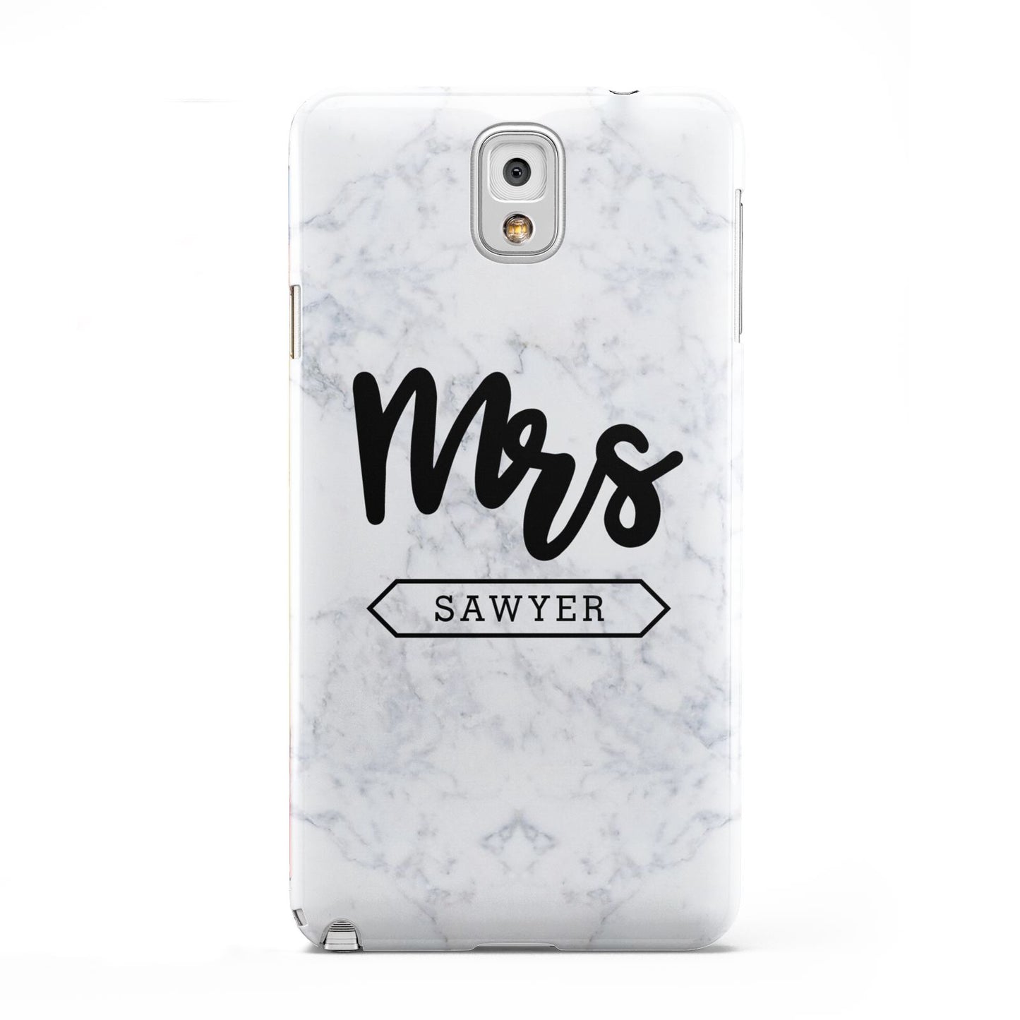 Personalised Black Mrs Surname On Marble Samsung Galaxy Note 3 Case
