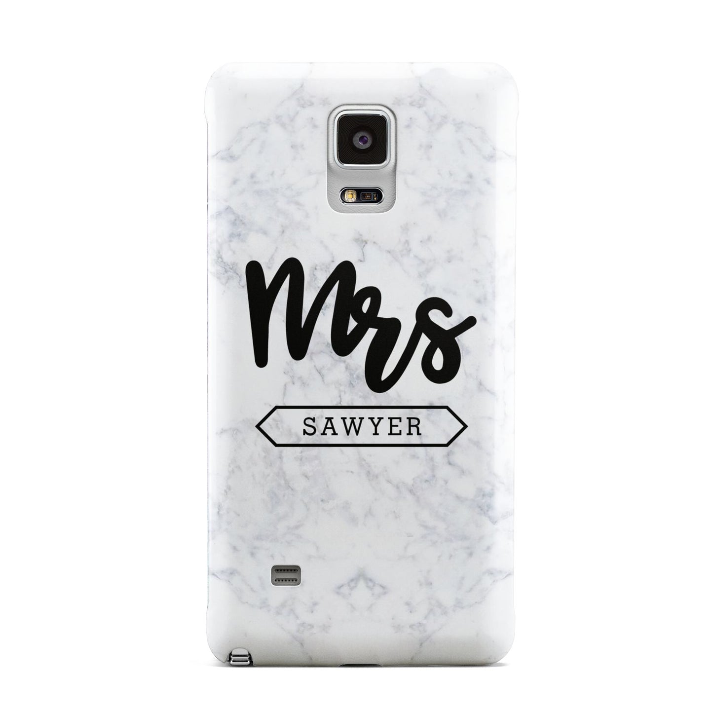 Personalised Black Mrs Surname On Marble Samsung Galaxy Note 4 Case