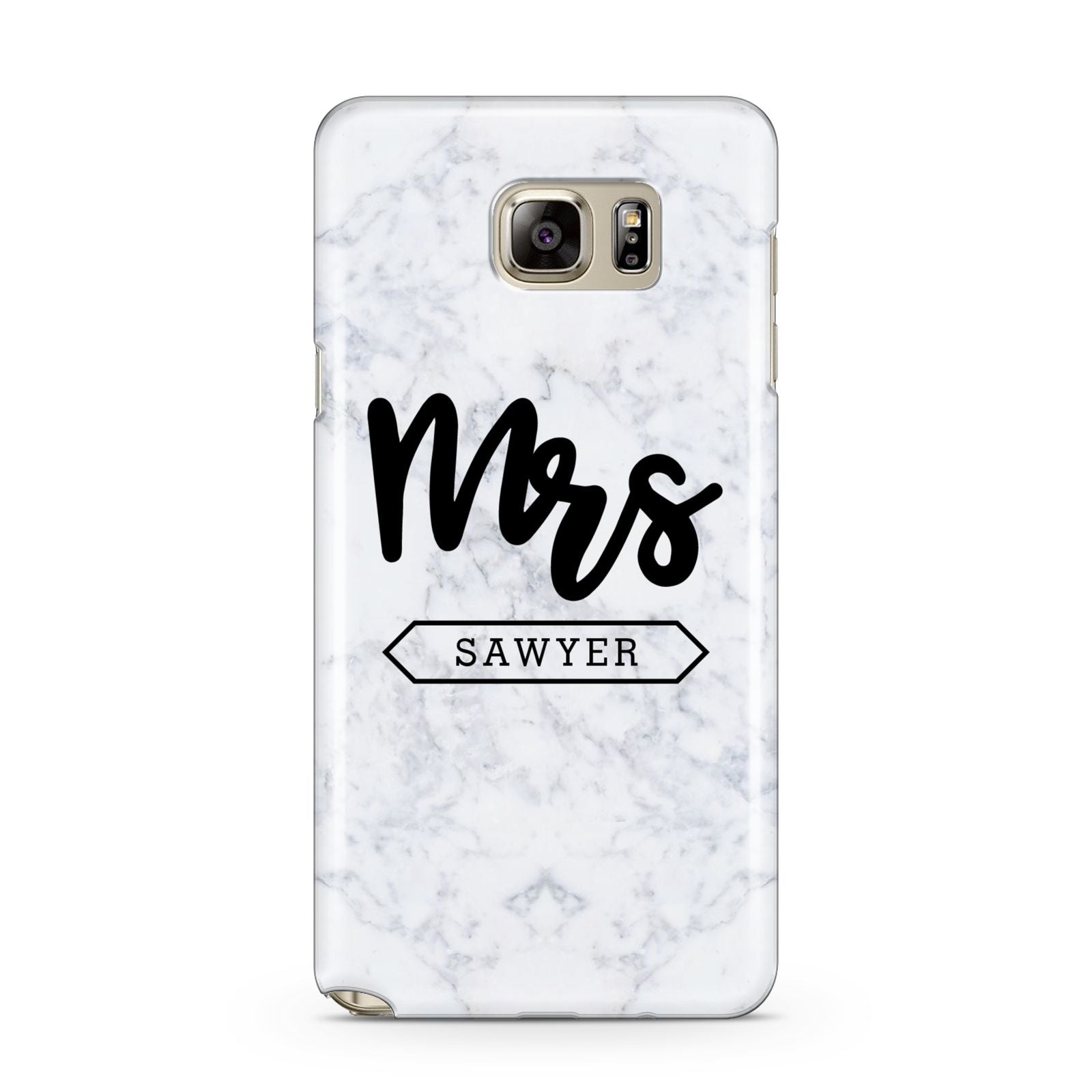 Personalised Black Mrs Surname On Marble Samsung Galaxy Note 5 Case