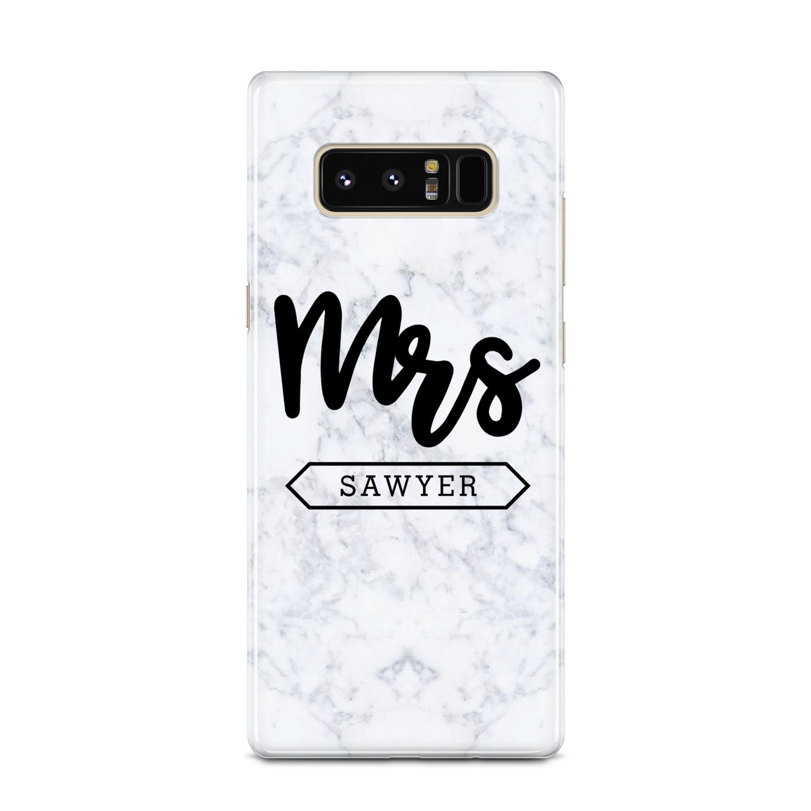 Personalised Black Mrs Surname On Marble Samsung Galaxy Note 8 Case