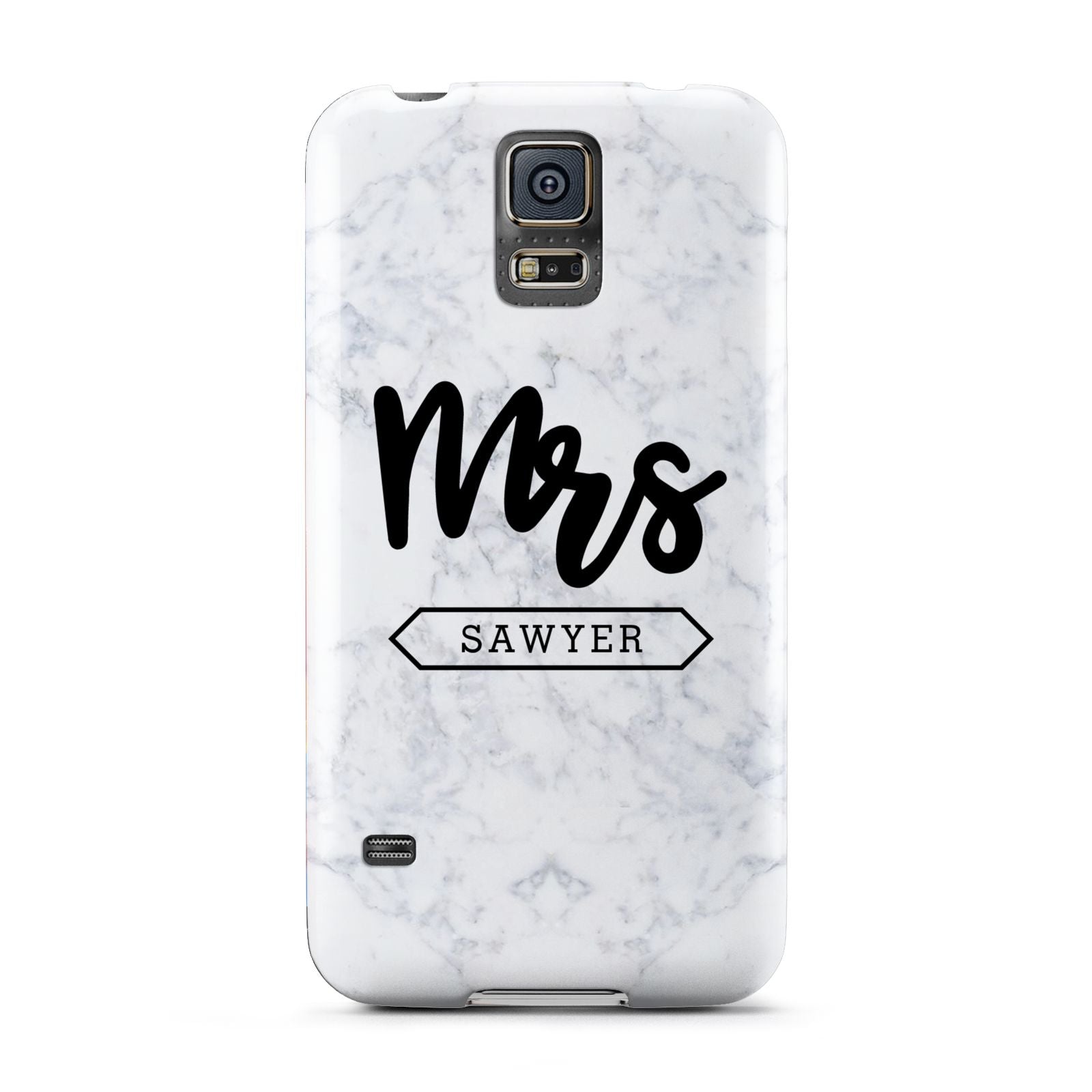 Personalised Black Mrs Surname On Marble Samsung Galaxy S5 Case