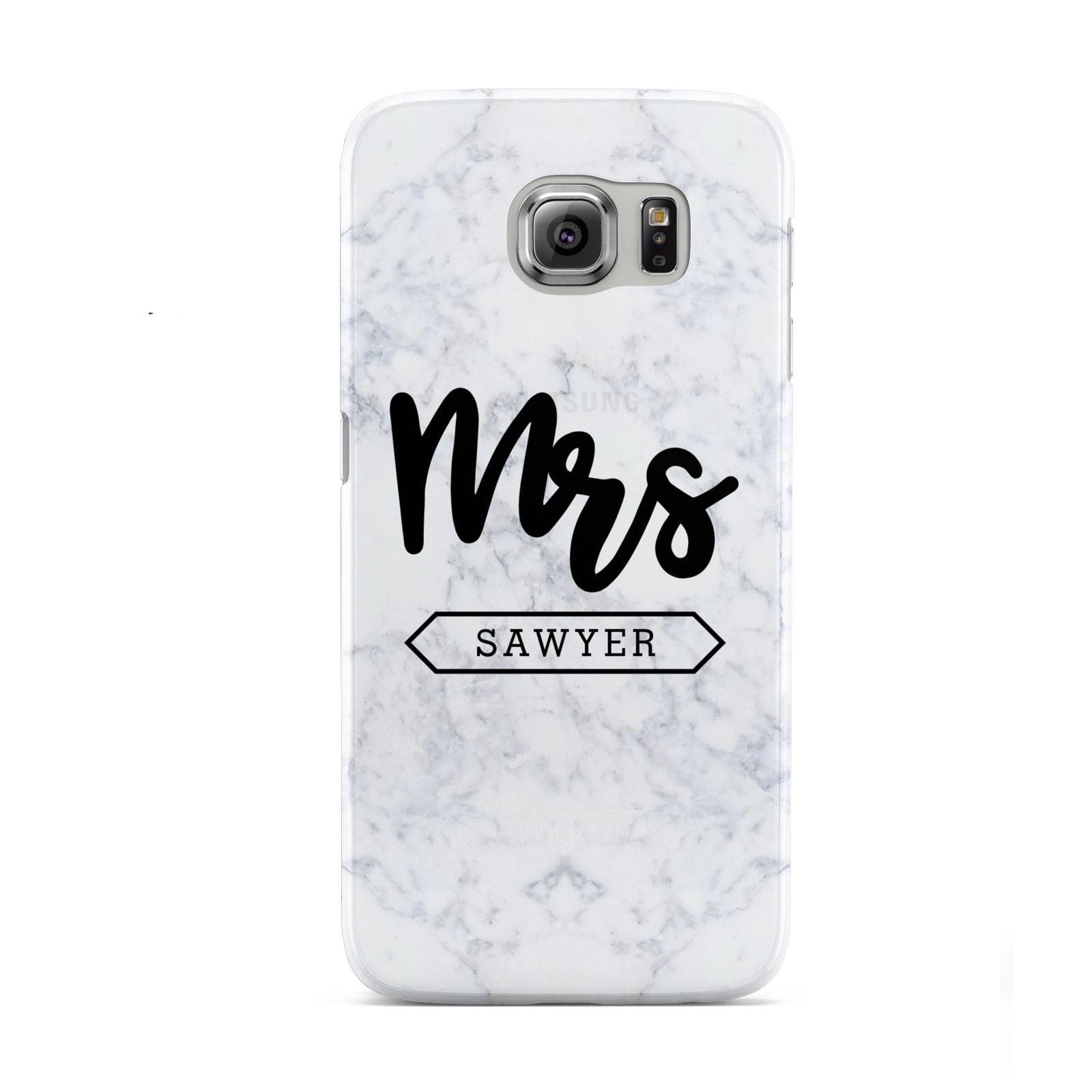 Personalised Black Mrs Surname On Marble Samsung Galaxy S6 Case