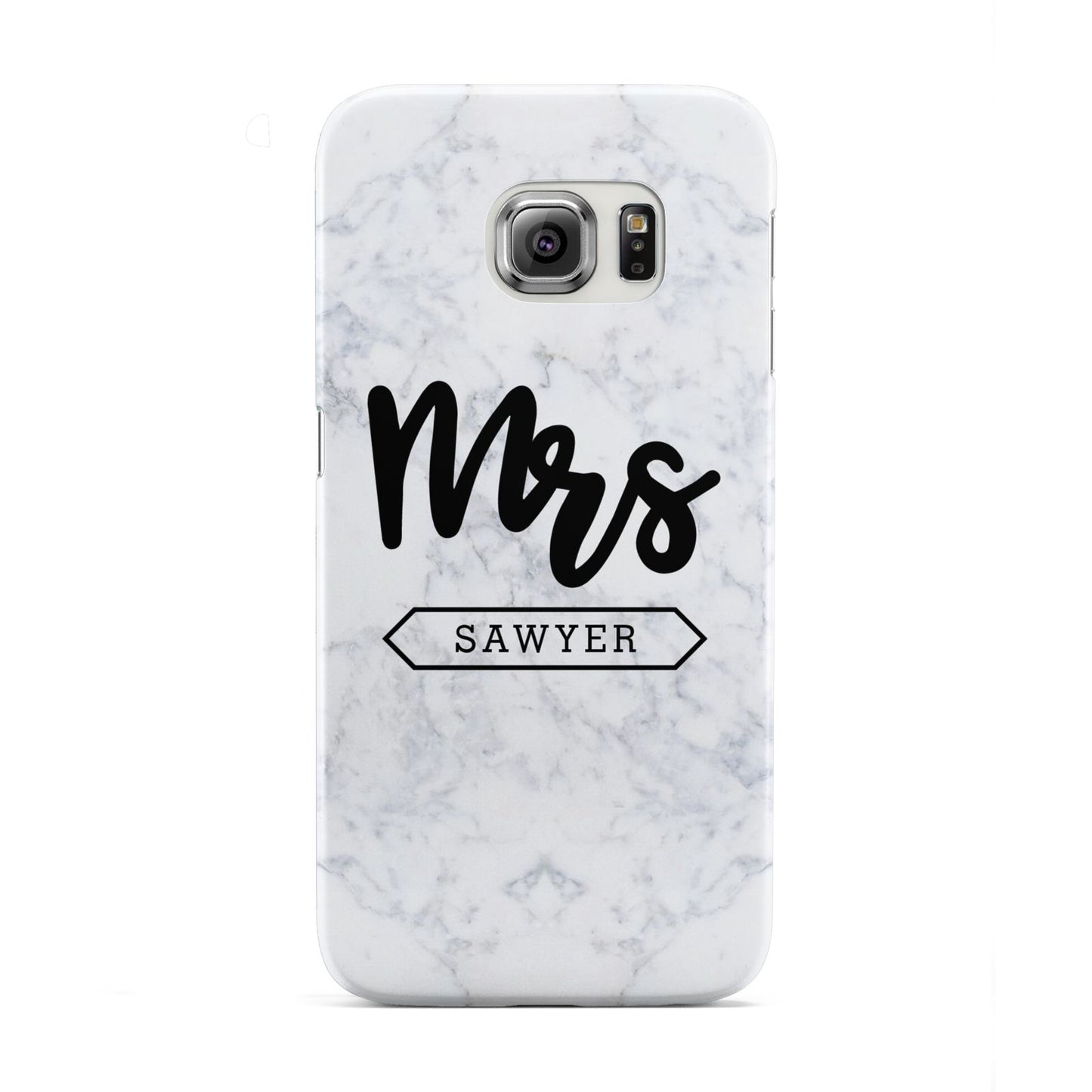 Personalised Black Mrs Surname On Marble Samsung Galaxy S6 Edge Case