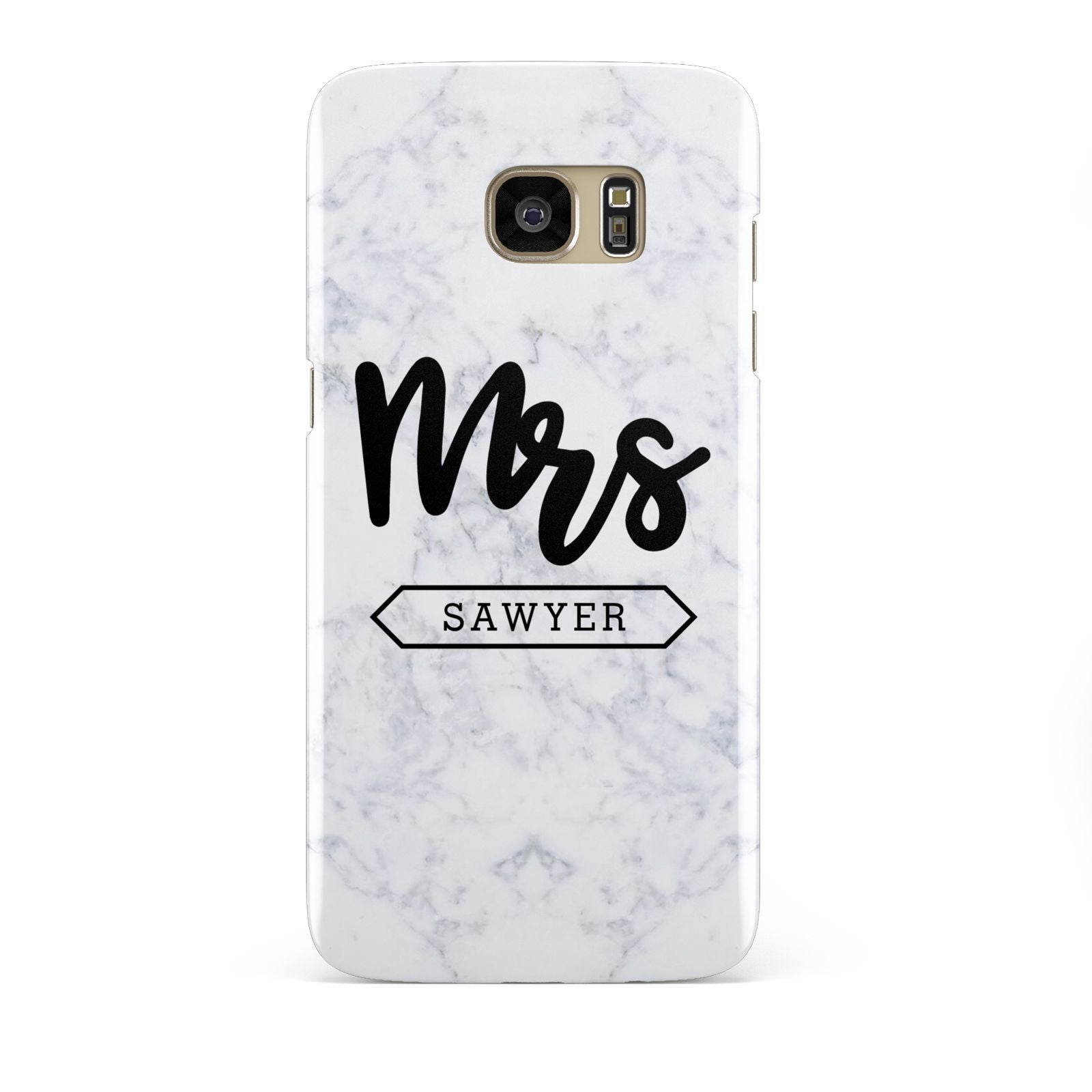Personalised Black Mrs Surname On Marble Samsung Galaxy S7 Edge Case