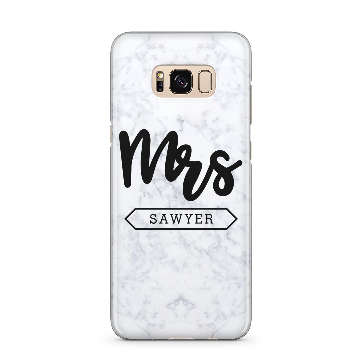 Personalised Black Mrs Surname On Marble Samsung Galaxy S8 Plus Case