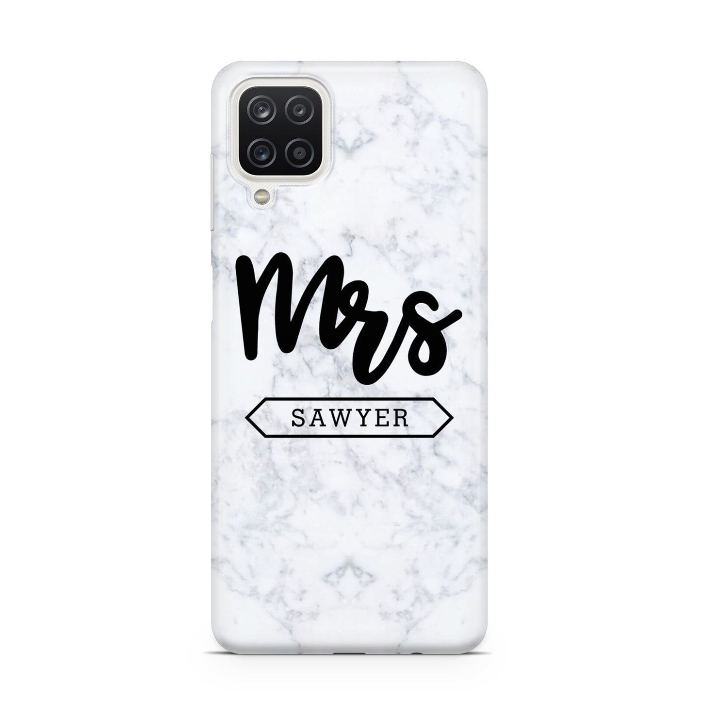 Personalised Black Mrs Surname On Marble Samsung M12 Case