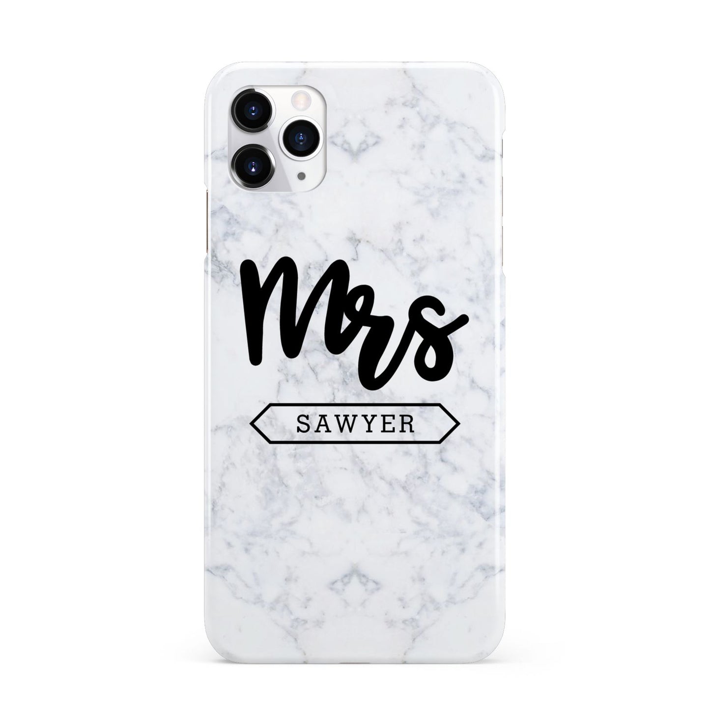 Personalised Black Mrs Surname On Marble iPhone 11 Pro Max 3D Snap Case