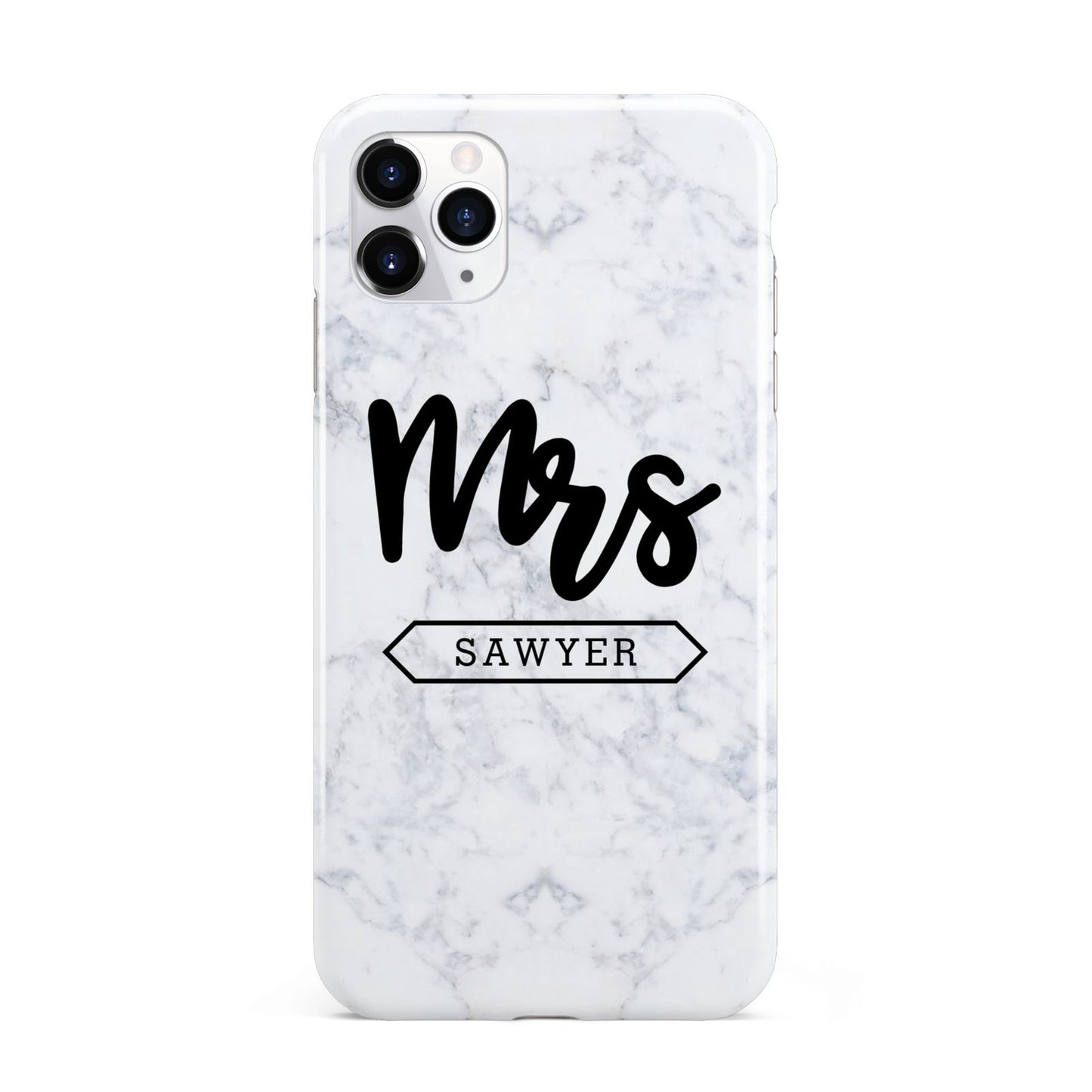 Personalised Black Mrs Surname On Marble iPhone 11 Pro Max 3D Tough Case