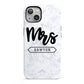 Personalised Black Mrs Surname On Marble iPhone 13 Full Wrap 3D Tough Case