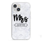 Personalised Black Mrs Surname On Marble iPhone 13 Mini TPU Impact Case with White Edges
