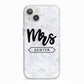 Personalised Black Mrs Surname On Marble iPhone 13 TPU Impact Case with White Edges