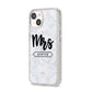 Personalised Black Mrs Surname On Marble iPhone 14 Glitter Tough Case Starlight Angled Image