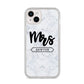 Personalised Black Mrs Surname On Marble iPhone 14 Plus Clear Tough Case Starlight