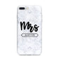 Personalised Black Mrs Surname On Marble iPhone 7 Plus Bumper Case on Silver iPhone