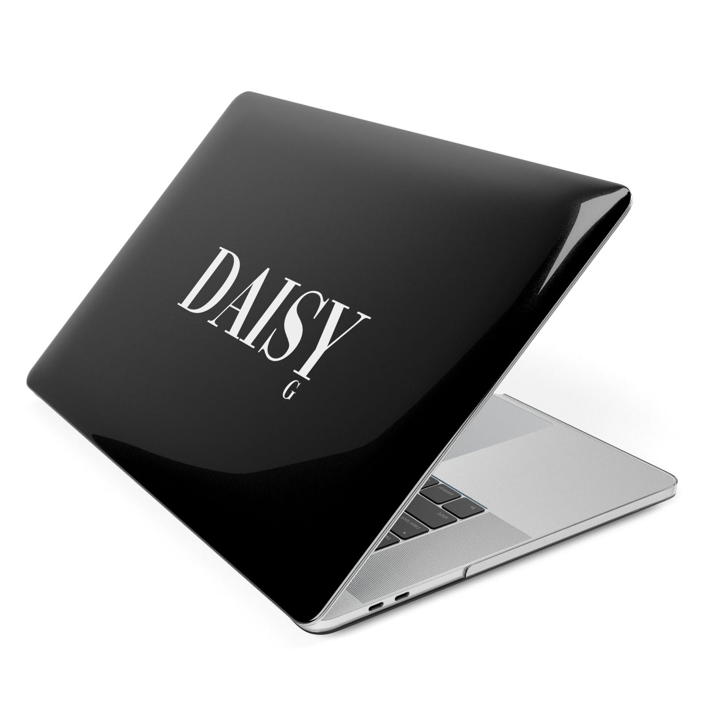 Personalised Black Name Apple MacBook Case Side View