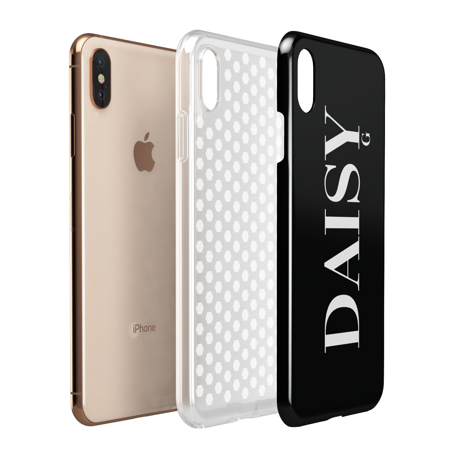 Personalised Black Name Apple iPhone Xs Max 3D Tough Case Expanded View