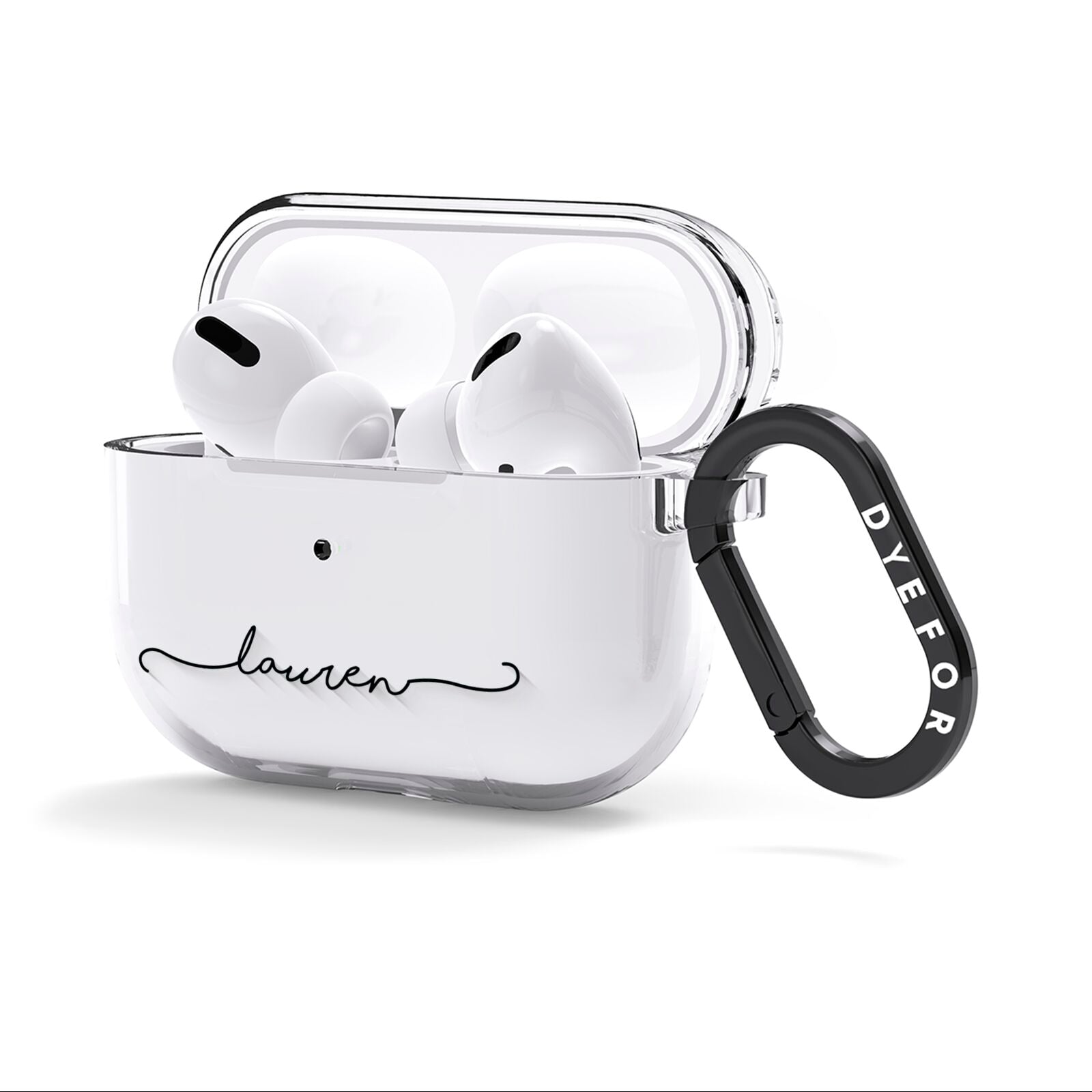 Personalised Black Name Handwriting Clear Custom AirPods Clear Case 3rd Gen Side Image