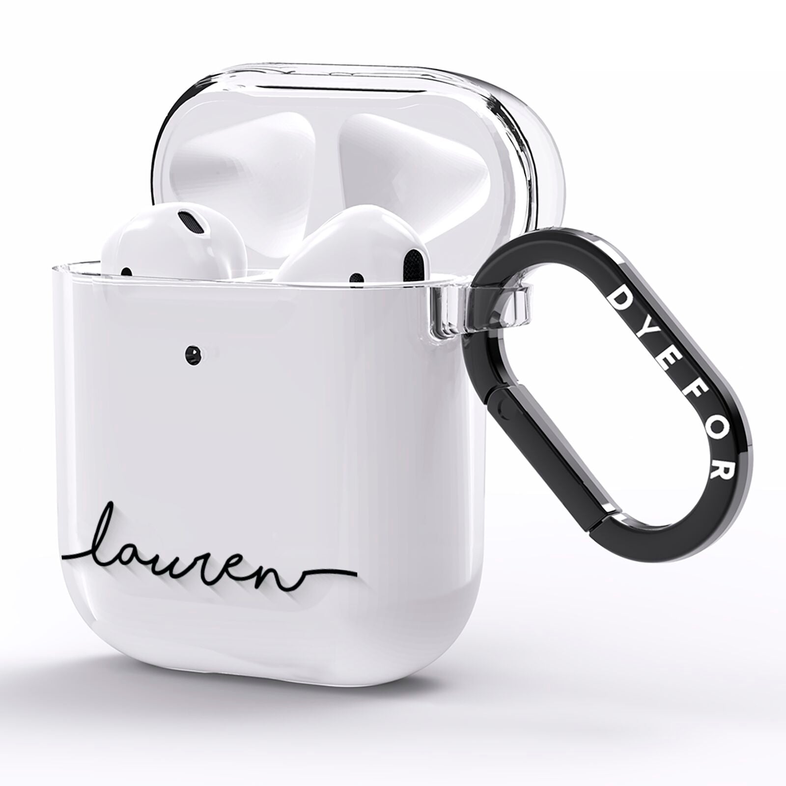 Personalised Black Name Handwriting Clear Custom AirPods Clear Case Side Image