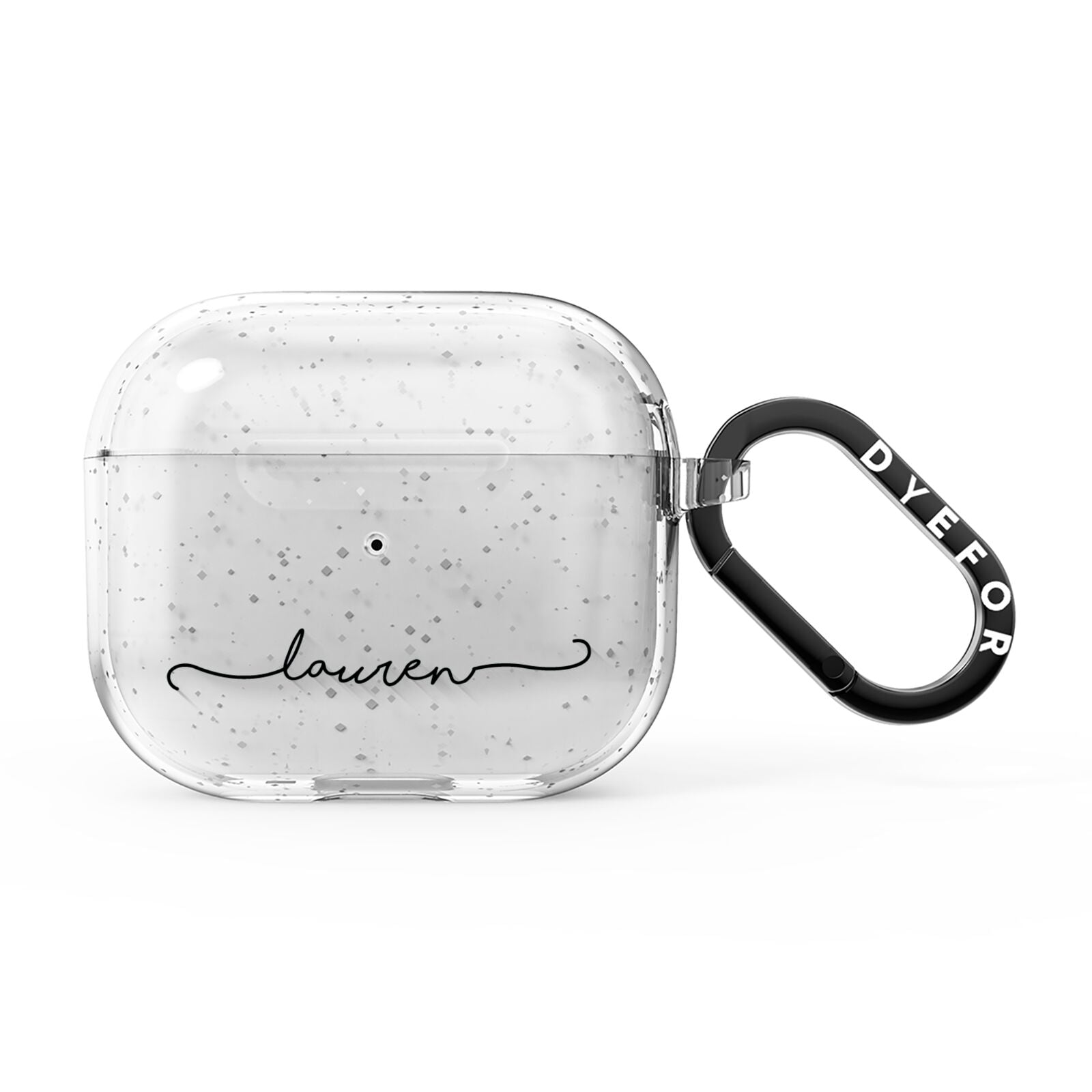 Personalised Black Name Handwriting Clear Custom AirPods Glitter Case 3rd Gen
