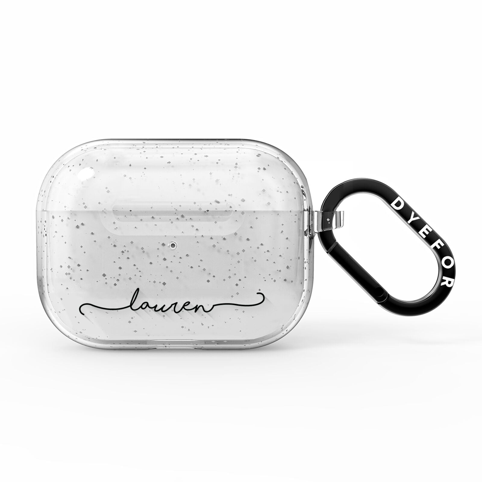 Personalised Black Name Handwriting Clear Custom AirPods Pro Glitter Case