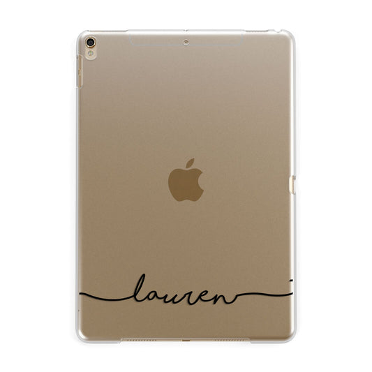Personalised Black Name Handwriting Clear Custom Apple iPad Gold Case