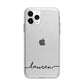 Personalised Black Name Handwriting Clear Custom Apple iPhone 11 Pro Max in Silver with Bumper Case