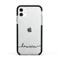 Personalised Black Name Handwriting Clear Custom Apple iPhone 11 in White with Black Impact Case