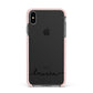 Personalised Black Name Handwriting Clear Custom Apple iPhone Xs Max Impact Case Pink Edge on Black Phone